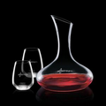 42 Oz. Cimarron Crystalline Carafe w/ 2 Stemless Wine Glasses